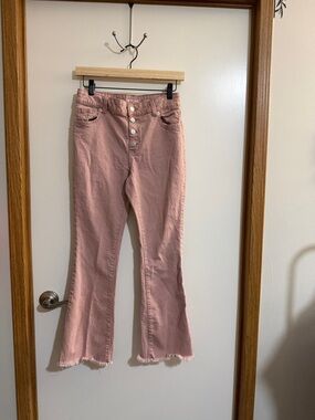 Cat & Jack Dusty Pink Button-Front Flare Jeans